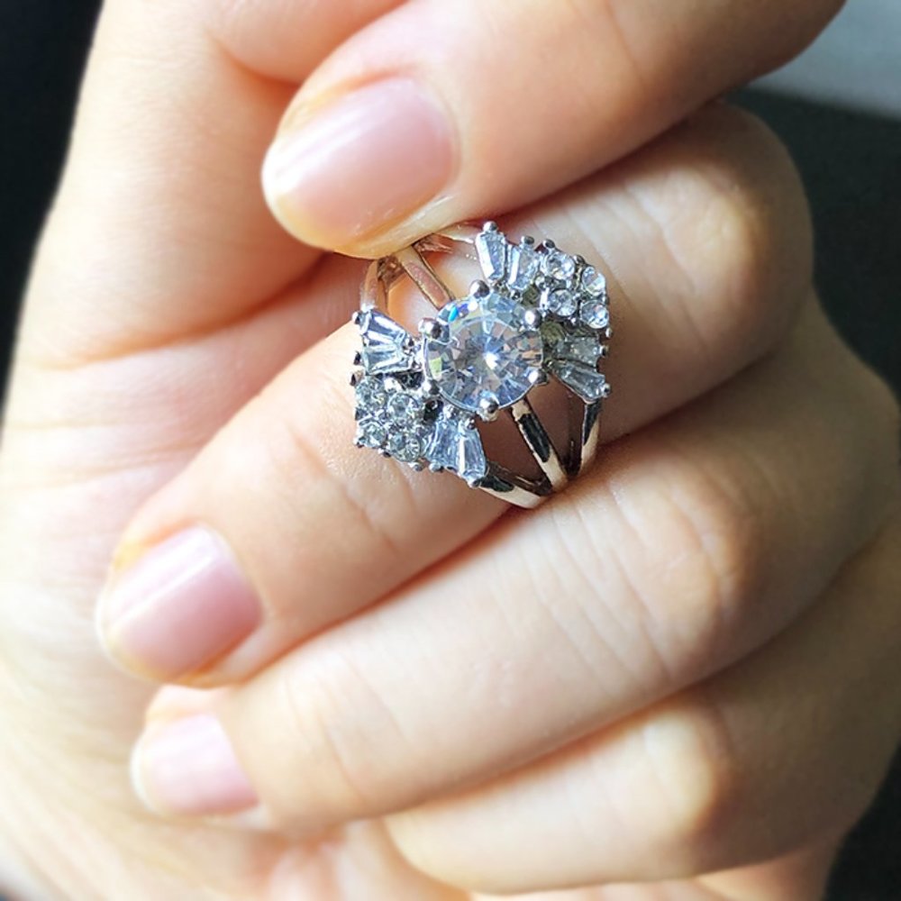 🌸Engagement Anillos Multi Layer Stackable Flower CZ Wedding Ring, UNVN12113